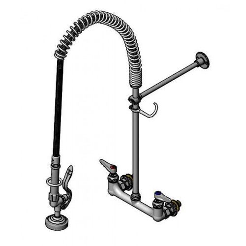 T&S Brass B-2455 Pre-Rinse Unit Wall Mount Mixing Faucet With 8"