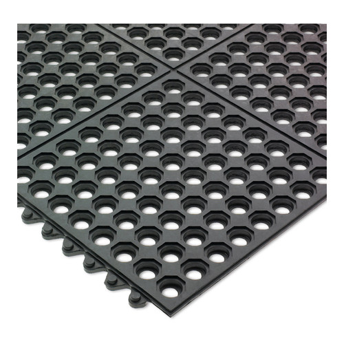 San Jamar KM1140B 3'L x 3'W x 1/2"D Black Kitchen Mat