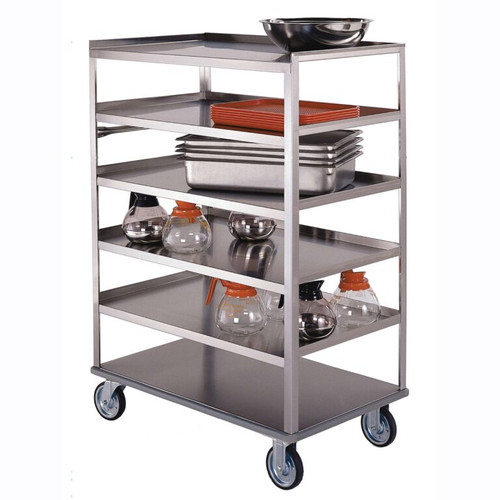 Lakeside 448 36.38" W Stainless Steel 6-Shelf Open Tray Truck with Push Handle