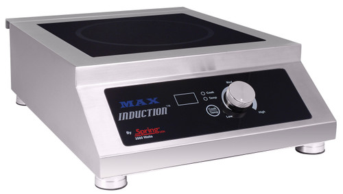 Spring USA SM-351C 1 Burner Brushed Stainless Steel Electric MAX Induction Cook & Hold Range - 208-240 Volts