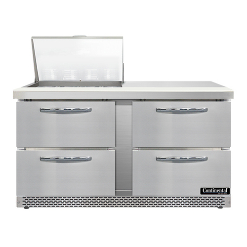 Continental Refrigerator SW60N12M-FB-D 60" W Two-Section Four Drawer Mighty Top Sandwich Unit