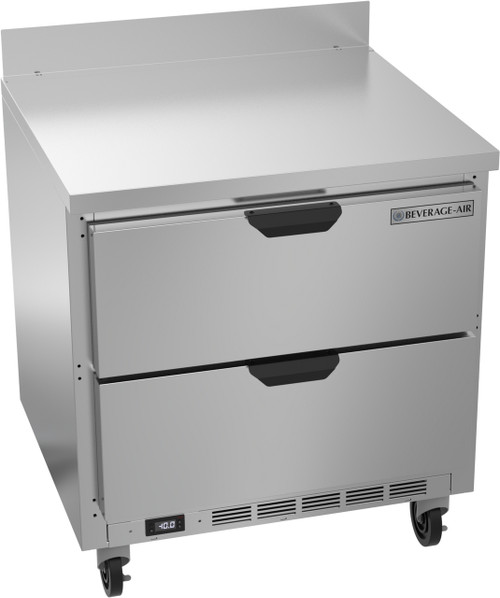 Beverage Air WTFD32AHC-2 32"W Two Drawer Stainless Steel Worktop Freezer With 4" Removable Backsplash