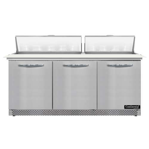 Continental Refrigerator D72N18C-FB 72" W Three-Section Three Door Designer Line Sandwich Unit
