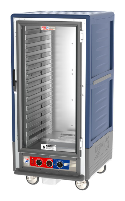 Metro C537-MFC-L-BU C5 3 Series Blue 3/4-Size Insulated Moisture Heated Holding & Proofing Cabinet with Clear Doors and Lip Load Slides - 120 Volts