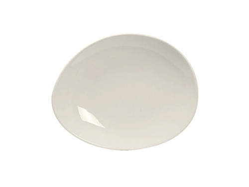 Tuxton AMU-650 Ceramic Pearl White Free form Ellipse Plate (2 Dozen Per Case)