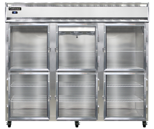 Continental Refrigerator 3RENSAGDHD 85.5" W Three-Section Glass Door Reach-In Extra-Wide Refrigerator