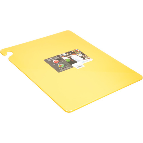 San Jamar CB182412YL 18" x 24" x 1/2" Yellow Co-Polymer Cut-N-Carry Cutting Board