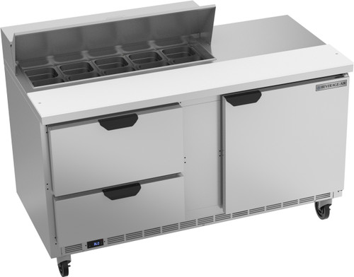 Beverage Air SPED60HC-10-2 60" W Two-Section One Door Sandwich Top Refrigerated Counter