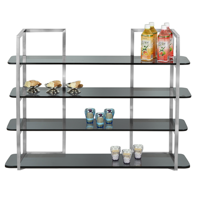Eastern Tabletop ST1702L 9-3/4"W x 9-3/4"D x 30-1/2"H Black Stainless Steel High Rise Tabletop Corners
