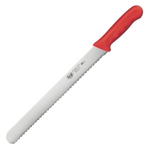 Winco KWP-121R 12" Wavy Edge Slicer Knife with Polypropylene Handle