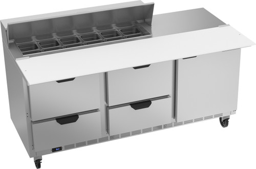 Beverage Air SPED72HC-12C-4 72" W Three-Section One Door Sandwich Top Refrigerated Counter