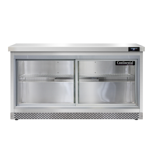 Continental Refrigerator SW60NSGD-FB 60"W Two-Section Glass Door Work Top Display Refrigerator