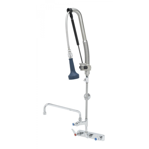 T&S Brass S-0133-CR-B8P EverSteel 30" Flexible Stainless Steel Hose 8" Adjustable Wall Mount Faucet DuraPull Pull-Down Pre-Rinse Unit