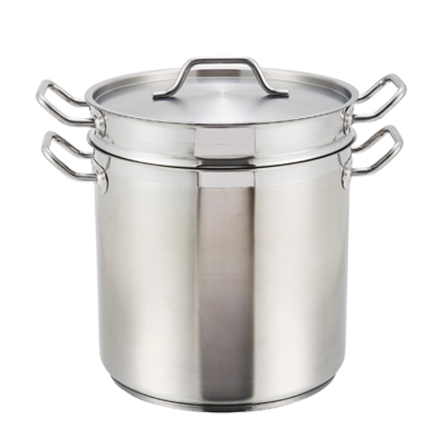 Winco SSDB-16S 16 Qt Stainless Steel / Aluminum Clad Bottom Steamer/Pasta Cooker