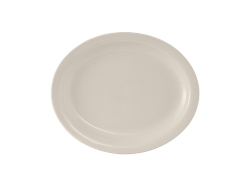 Tuxton TNR-041 Ceramic American White/Eggshell Oval / Oblong Platter (3 Dozen Per Case)