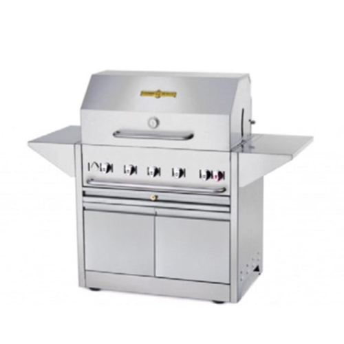 Crown Verity IE36M-NG Estate Elite 36" Natural Gas Cart Grill with Roll Dome Bun Rack End Shelves and Cover - 79,500 BTU