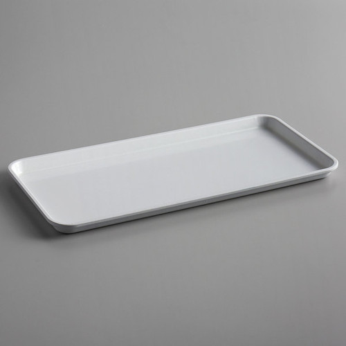 Cambro 918MT148 8-11/16" x 18" x 13/16" White Rectangular Fiberglass Market Display Tray - 12/Case