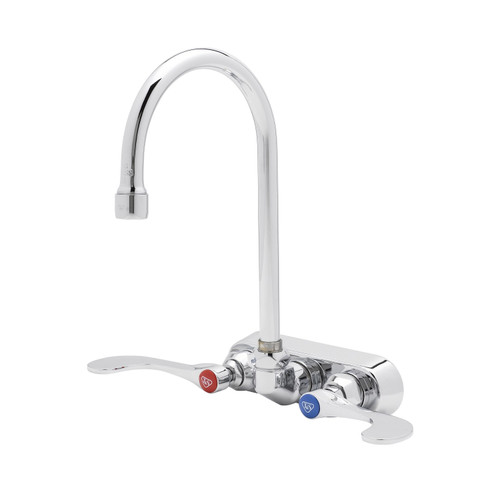 T&S Brass B-1146-04XS-F12 Workboard Faucet wall mount 4" centers 5-3/4" swivel gooseneck nozzle