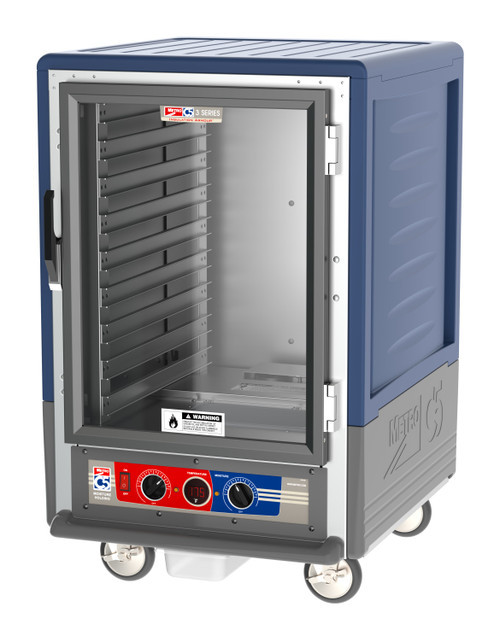 Metro C535-MFC-L-BU C5 3 Series Blue Half-Size Insulated Moisture Heated Holding & Proofing Cabinet with Clear Doors and Lip Load Slides - 120 Volts
