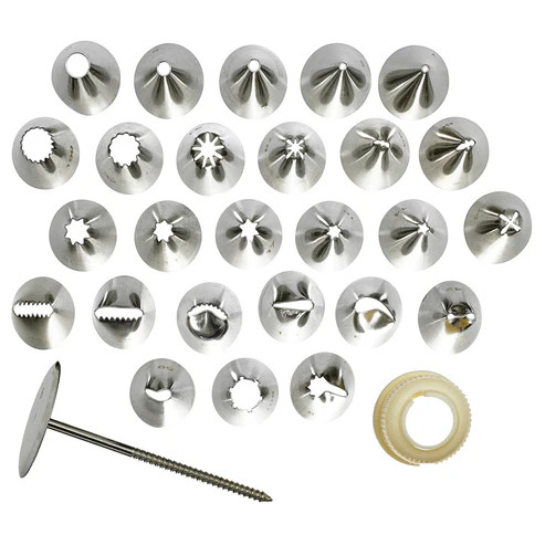 Winco CDT-26 Stainless Steel 26-Piece Cream Nozzle Set ( 26 piece Set)