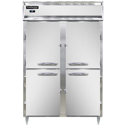 Continental Refrigerator D2RNSAHD 52" W Two-Section Stainless Steel Door Reach-In Designer Line Refrigerator
