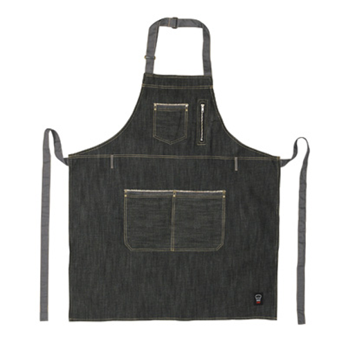 Winco BADN-3430 Blue Village Bib Apron - 34-1/2"L x 30-1/4"W