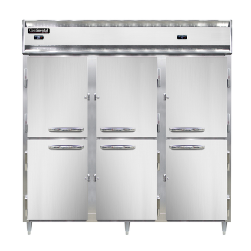 Continental Refrigerator D3RRFNSSHD 78" W Three-Section Solid Door Reach-In Designer Line Refrigerator/Freezer