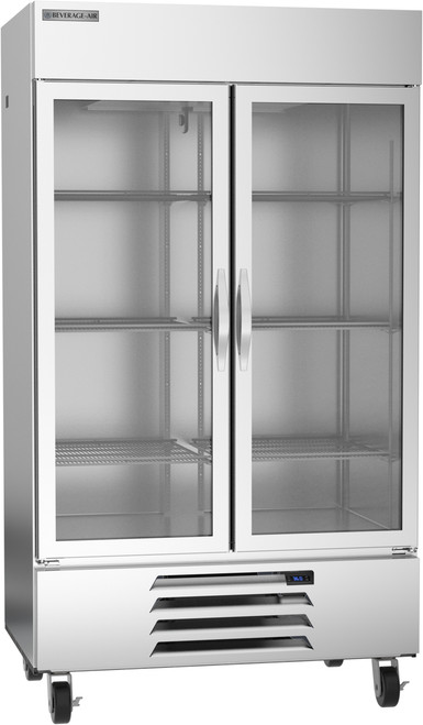 Beverage Air HBR44HC-1-G 47" W Two-Section Glass Door Reach-In Horizon Series Refrigerator