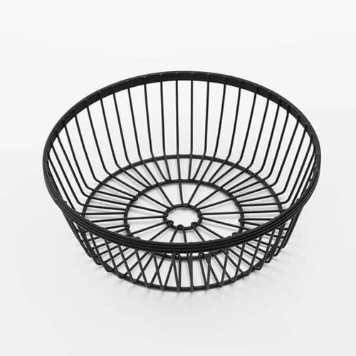 American Metalcraft WBBR80 8" Metal Black Round Wire Basket