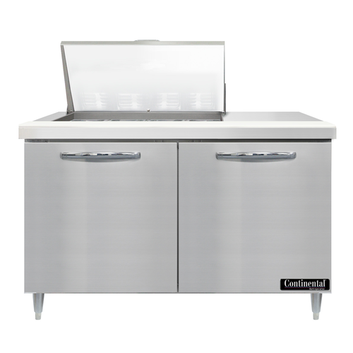 Continental Refrigerator D48N12M 48" W Two-Section Two Door Designer Line Mighty Top Sandwich Unit