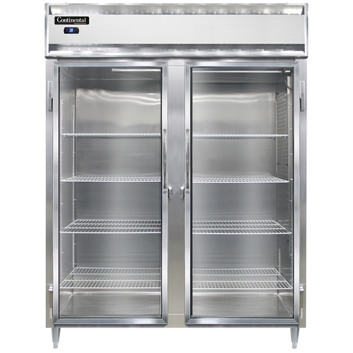 Continental Refrigerator D2RESNSAGD 57" W Two-Section Glass Door Reach-In Designer Line Wide Refrigerator