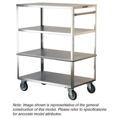 Lakeside 446 36.38" W Stainless Steel 4-Shelf Open Tray Truck with Push Handle