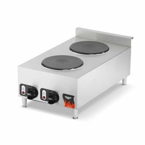 Vollrath 40739 15" W x 12.38" H x 28" D Stainless Steel with (2) Solid Plate Burners Electric Hotplate - 208/240V