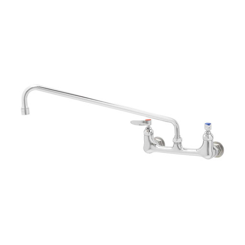 T&S Brass B-0230 Sink Mixing Faucet 18" swing nozzle wall mounted 8" centers on sink faucet with 1/2" IPS eccentric flanged female inlets