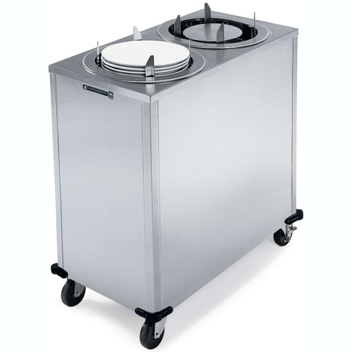 Lakeside 991 Adjust-a-Fit 13.5" Dia. Oval Stainless Steel 2-Tube Shielded Mobile Dish Dispenser