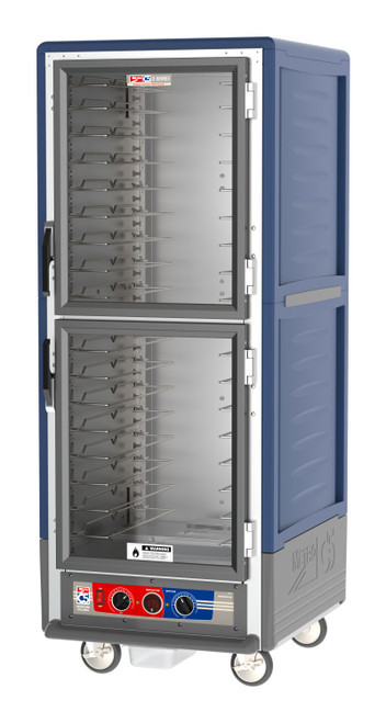 Metro C539-MDC-U-BU C5 3 Series Blue Full-Size Insulated Moisture Heated Holding & Proofing Cabinet with Clear Dutch Doors and Universal Wire Slides - 120V