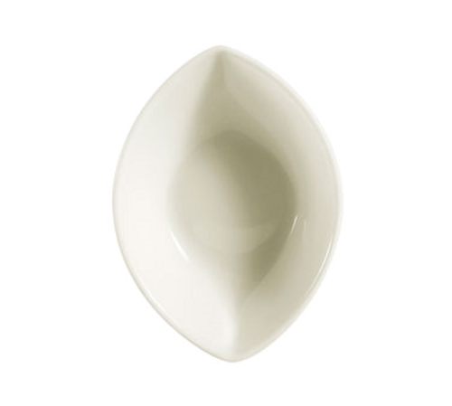 CAC China SOH-59 28 Oz. American White Ceramic Oval Soho Peach Bowl (2 Dozen Per Case)