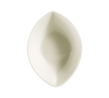 CAC China SOH-59 28 Oz. American White Ceramic Oval Soho Peach Bowl (2 Dozen Per Case)