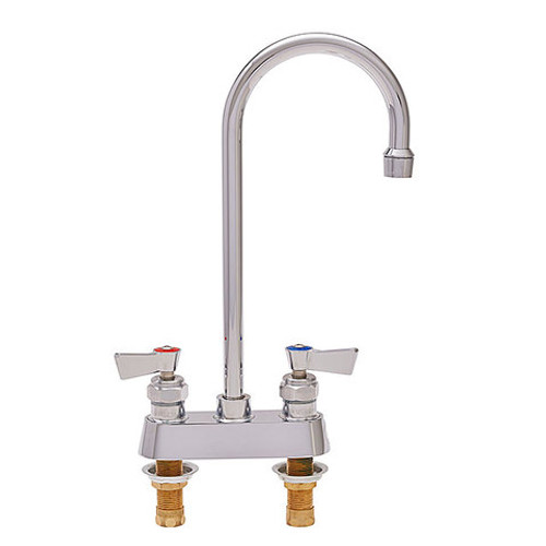 Fisher 3526 4" Centers 6" Rigid Gooseneck Spout Brass Deck Mount Faucet