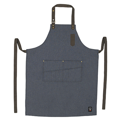 Winco BA-3327B Blue Bib Apron - 33-1/2"L x 27"W