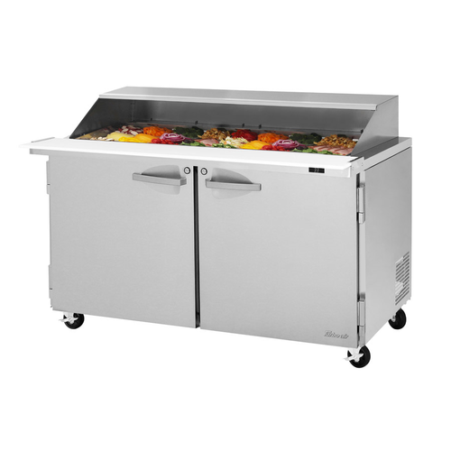 Turbo Air PST-60-24-N-SL 60.25" W Two-Section Two Door PRO Series Mega Top Sandwich/Salad Prep Table with Slide Lid