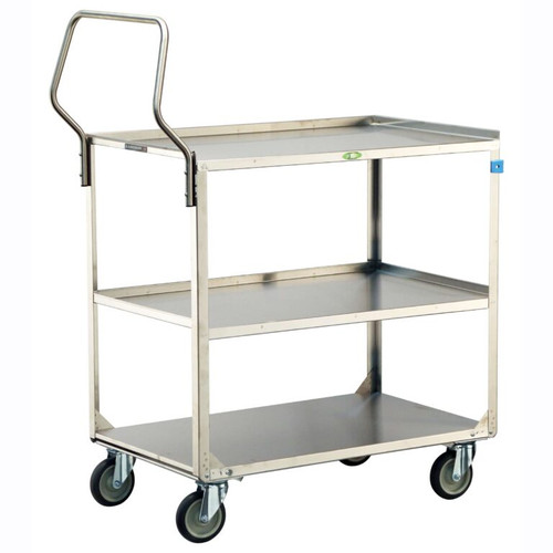 Lakeside 4459 Handler Series 54.13" W Stainless Steel 3-Tier Medium Duty Utility Cart - 500 Lbs.