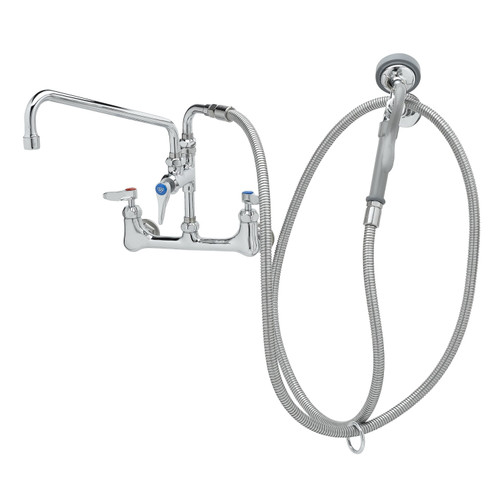 T&S Brass B-0175-CR Spray Assembly wall mount mixing faucet with 8"