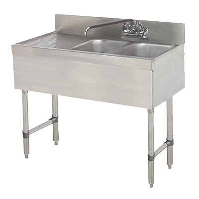 Advance Tabco SLB-32R-X 36" W x 18" D Stainless Steel 2 Bowls Special Value Sink Unit