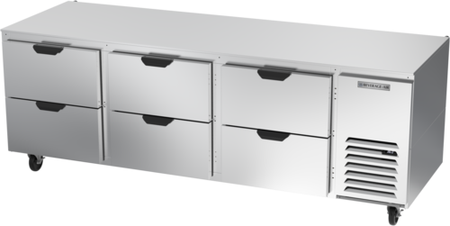 Beverage Air UCRD93AHC-6 93"W Three-Section Reach-In Undercounter Refrigerator