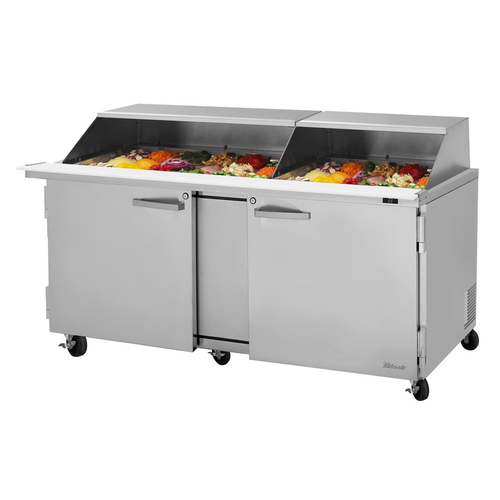Turbo Air PST-72-30-N-SL 72.63" W Two-Section Two Door PRO Series Mega Top Sandwich/Salad Prep Table with Slide Lids