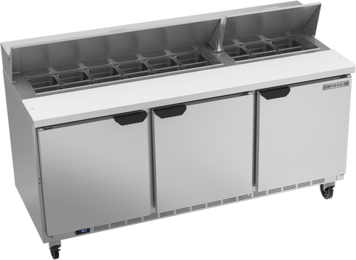 Beverage Air SPE72HC-18 72" W Three-Section Three Door Sandwich Top Refrigerated Counter