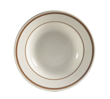 CAC China AZ-3 9" Dia. 10 Oz. Brown Rim and Speckled Ceramic Round Arizona Soup Plate (2 Dozen Per Case)