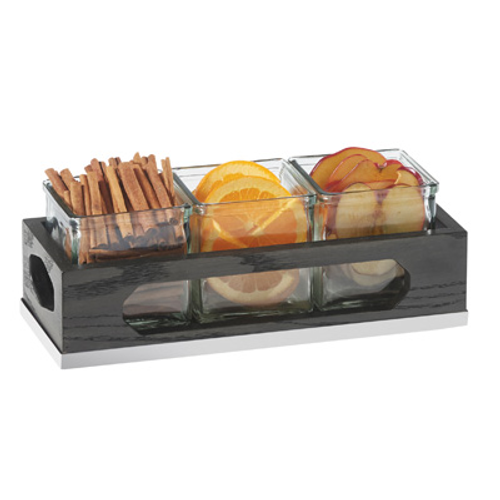 Cal-Mil 3806-87 Dark Gray Oak Wood 12-3/4"W x 5"D x 5-1/8"H Cinderwood Jar Holder Tray