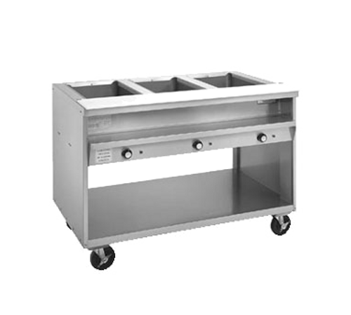 Randell 3512-240 Stainless Steel 2 Pan Serving Counter Hot Food Electric Open Cabinet Base